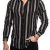 Men Casual Long Sleeve Lapel Stripe Printed Single-Breasted Shirt