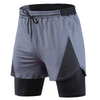 Men Casual Elastic Quick-Drying Fake Two-Piece Double-Layer Sports Shorts