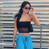 Fashion Edgy Women Summer Solid Color Pullover Sleeveless Mesh Tube Top