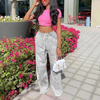 Women'S Fashion Casual High Waist Lace Up Loose Sport Pants