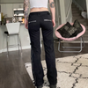 Women'S Fashion Edgy Low-Waistline Zipper Slit Straight Leg Jeans