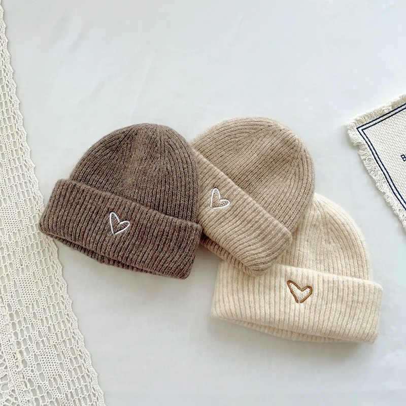 (Buy 1 Get 1) Kids Unisex Fashion Casual Versatile Heart-Shaped Embroidery Knitwear Hat