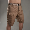 Men Casual Outdoor Solid Color Multi-Pocket Mid-Waist Plus Size Loose Shorts