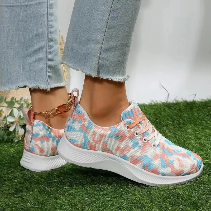 Women Fashion Plus Size Breathable Casual Colorful Printed Sneakers