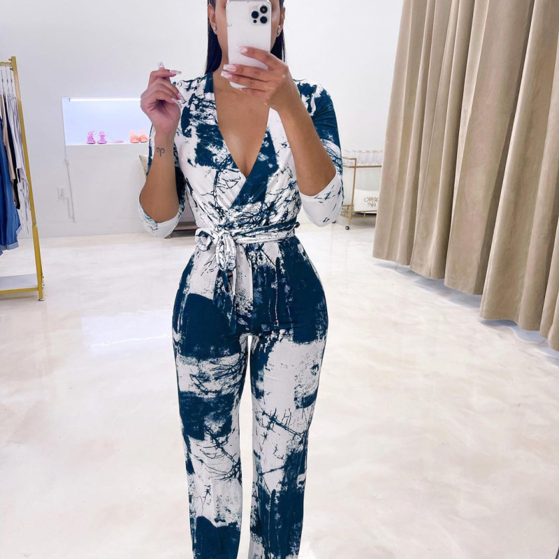 Women Printed Belted Casual Jumpsuit