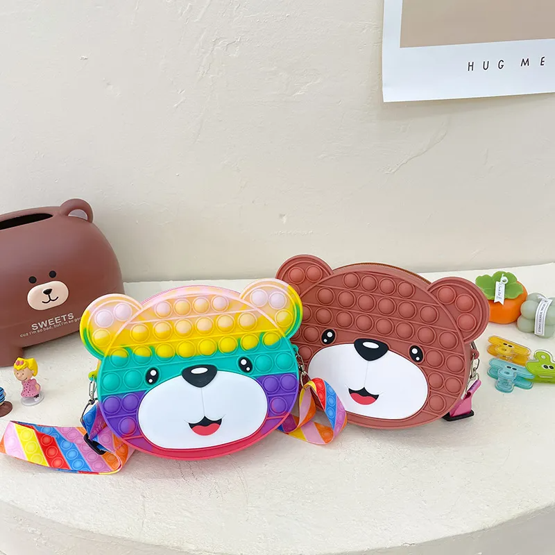 Kids Girls Fashion Sweet Candy Cute Cartoon Bear Silicone Mini Crossbody Bag