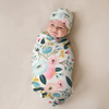 Toddlers Newborn Baby Fashion Print Swaddle Blanket Wrapping Towel And Headband Hat 3pcs Set