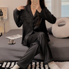 Cozy Women Summer Solid Color Homewear Long-Sleeved Trousers Pajamas Suit