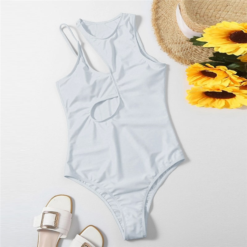 Women Sexy Solid Color Cut Out One-Pieces Swimwear