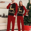 Christmas Cartoon Fashion Elk Plaid Print Round Neck Long Sleeve Parent-Child Pajamas Set