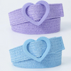 (Buy 1 Get 2 ) Women Fashion Simple Elastic Elastic PP Grass Woven Heart Buckle Belt