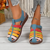 Women Fashion Plus Size Colorful Cover Toe Thick-Soled Roman Sandals