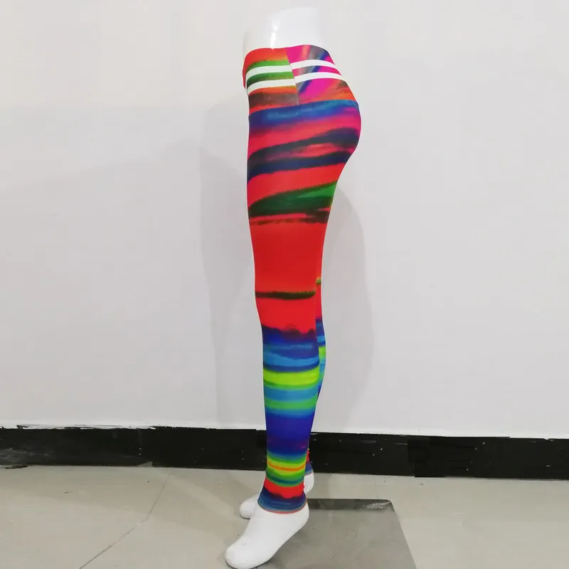 Women Fashion Color Blocking High-Waisted Tight Leggings