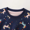 Kids Toddler Girls Autumn Winter Fashion Casual Cute Rainbow Cartoon Pony Print Round Neck Sweatshirts