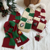 (Buy 1 Get 1) Kids Unisex Autumn Winter Casual Cute Christmas Cartoon Versatile Colorblock Knitwear Scarf Hat Sets