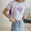 Solid Color Women'S Fashion Round Neck Edgy Letter Print Short Sleeve Crop Top