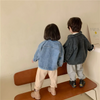 Kids Casual Solid Color Long Sleeve Single-Breasted Lapel All-Match Denim Coat