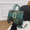 Women Retro Fashion Crocodile Print Large Capacity Handle Shoulder Bag