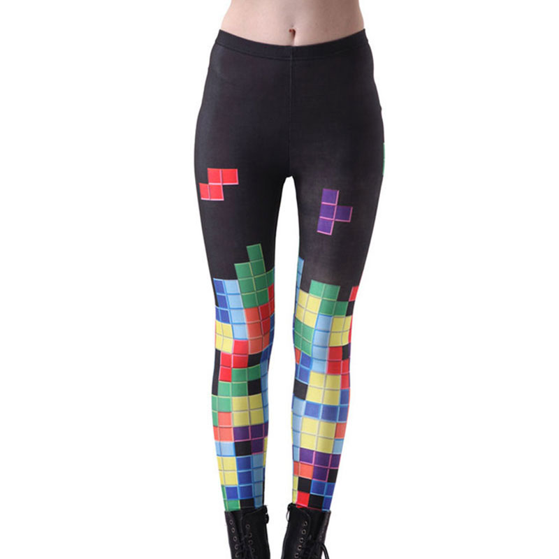 Tetris Print Women Fitness Sports Leggings