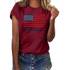 Women'S Fashion Star Stripe Flag Printed Round Neck Short Sleeve T-Shirt