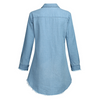 Women Fashion Lapel Long-Sleeve Tassel Denim Blouse