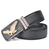 Men Fashion Casual Business Solid Color Leather Eagle Metal Buckle Belt