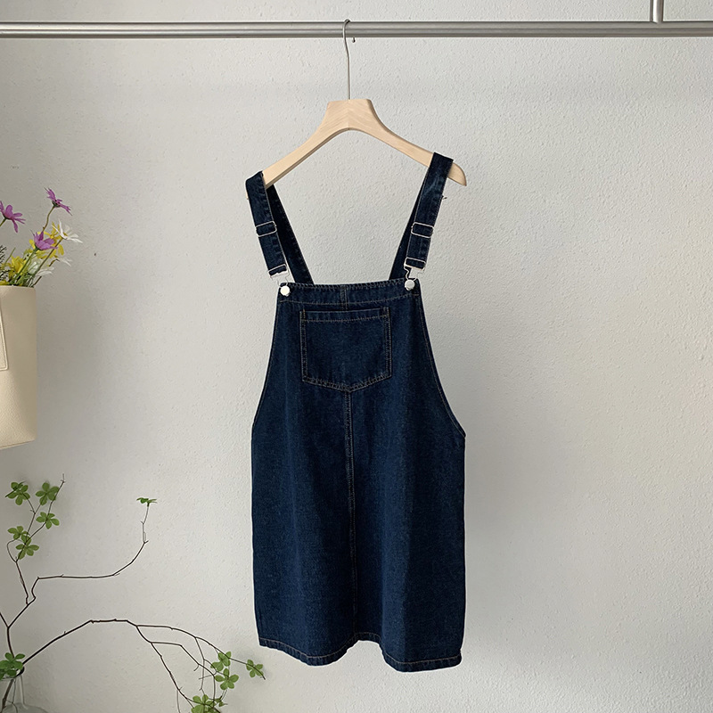 Women Ivy Preppy Style Summer Loose Casual Denim Suspender Dress