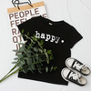 Children Kids Toddlers Fashion Girls Boys Basic Casual Short Sleeve Letter Print Black T-Shirt