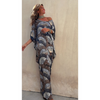 Women'S Fashion Boho Casual Fan Printed Batwing Sleeve Maxi Dress