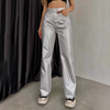 Y2k Women Fashion Edgy Pu Glossy Loose Pants