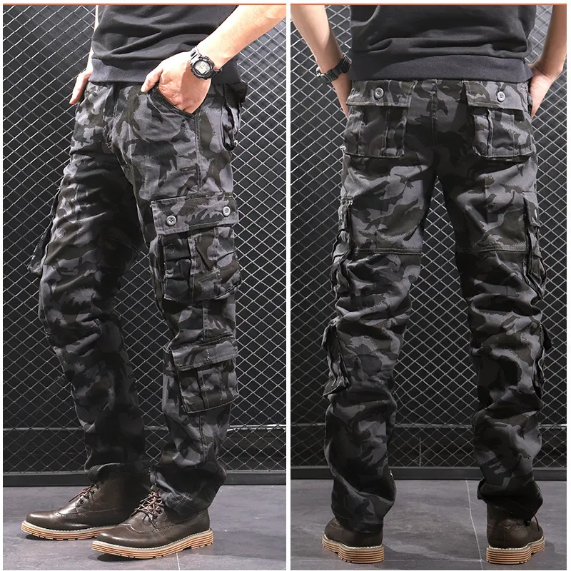 Men Casual Multi-Pocket Camouflage Print Cargo Pants