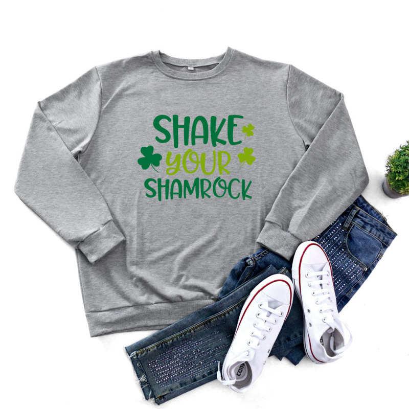 St.Patrick'S Day Fashion Women'S Long Sleeve Letter Print Round Neck Sweatshirt