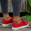 Women Fashion Casual Plus Size PU Lace-Up Sneakers