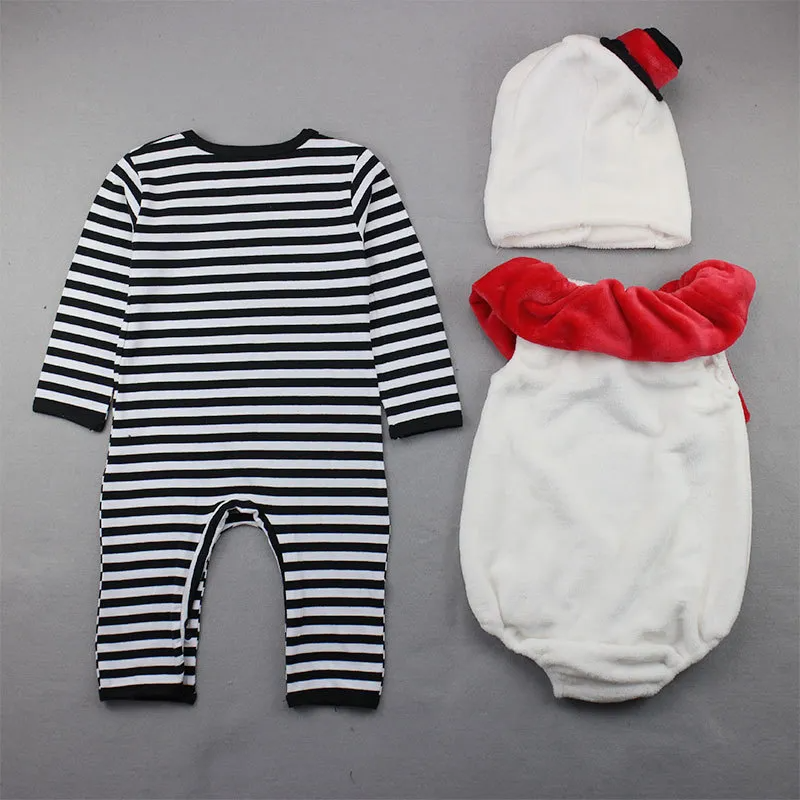 Kids Baby Girls Boys Autumn Winter Fashion Casual Cute Christmas Cotton Christmas Snowman Stripe Round Neck Romper Set