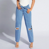 Women Fashion Plus Size Ripped Straight Jeans