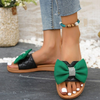 Women Fashion Casual Breathable Bow Round Toe Flat Slippers