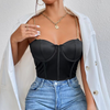 Women Sexy Black Golden Chain Spaghetti Strap Slim-Fit Cropped Camis Corset