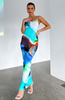 Women'S Fashion Sexy Abstract Tie-Dye Printing Slim Spaghetti Strap Dress