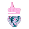 Children Kids Baby Fashion Girls Cute Leaf Flower Print Split Swimsuit 2pcs Set