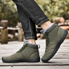 Men Winter Solid Color Round-Toe Flat Shots Lace-Up Slip On Snow Ankle Boots