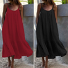 Women'S Fashion Boho Casual Solid Color Ruffle Loose Slip Dress