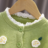 Kids Toddler Girls Autumn Winter Fashion Casual Simple Solid Color Flower Button Sweater