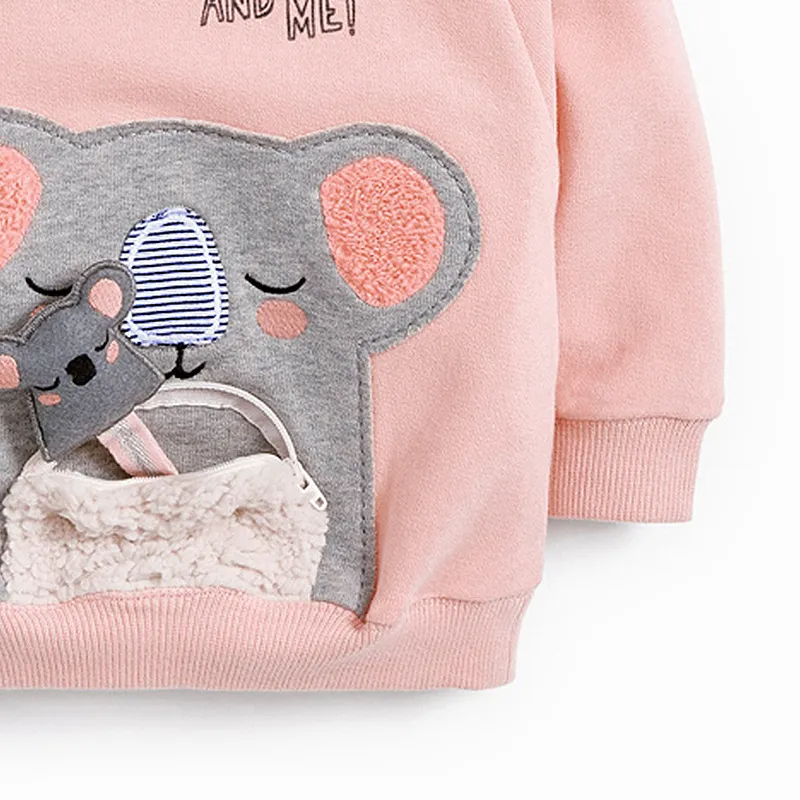 Kids Toddler Big Girls Spring Autumn Fashion Casual Solid Color Letters Cartoon Koala Bear Long Sleeve Round Neck Hoodies