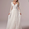 Women Elegant Long Sleeve Floor Length Lace Wedding Dress