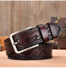 Men Fashion Casual Personality Vintage Genuine Leather Rivet Metal Buckle Embossed Belt