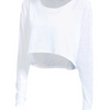 Women Casual Loose Breathable Solid Color Long Sleeve Sports Crop Top