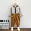 Kids Toddler Big Boys Spring Autumn Fashion Casual British Style Bow Waistcoat Stripe Shirt Suspender Trousers Party Clothing Set