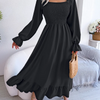 Ramadan /Eid Women Fashion Casual Square Collar Large Ruffled Maxi Dress