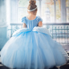 Kids Toddler Big Girls Fashion Party Cute Sweet Color Matching Solid Color Pleated Puff Sleeve Mesh Party Tutu Dress