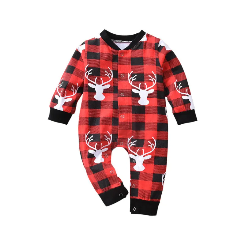 Kids Baby Boys Girls Casual Christmas Deer Head Played Long Sleeve Round Neck Romper